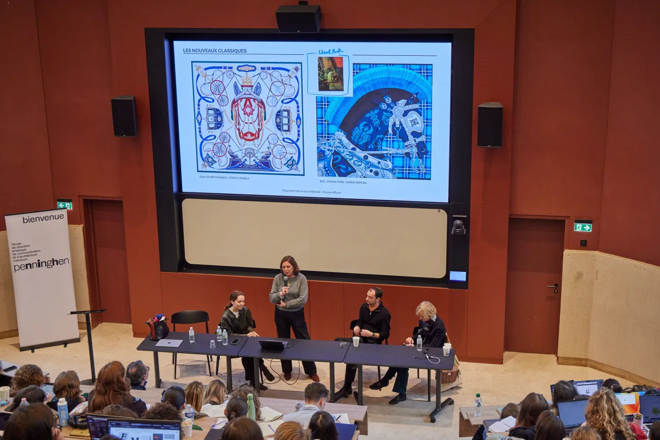 Sophie DUVERNE, Directrice Talent acquisition & Talent development Guillaume FRITSCH, Chef de Projets Relations Écoles  Christine DUVIGNEAU, Directeur Studio-dessins  Sixtine PHILIPPE, Designer graphique, dessinatrice au Studio Dessins et Création Graphique HERMÈS